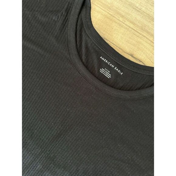 American Eagle Oversized Ribbed Black Loose Soft Tunic T Shirt S Small Women’s - Picture 2 of 4
